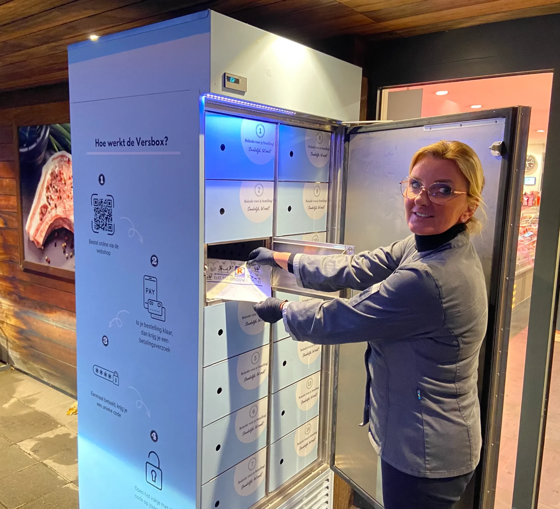 Handelaar bij een Versbox