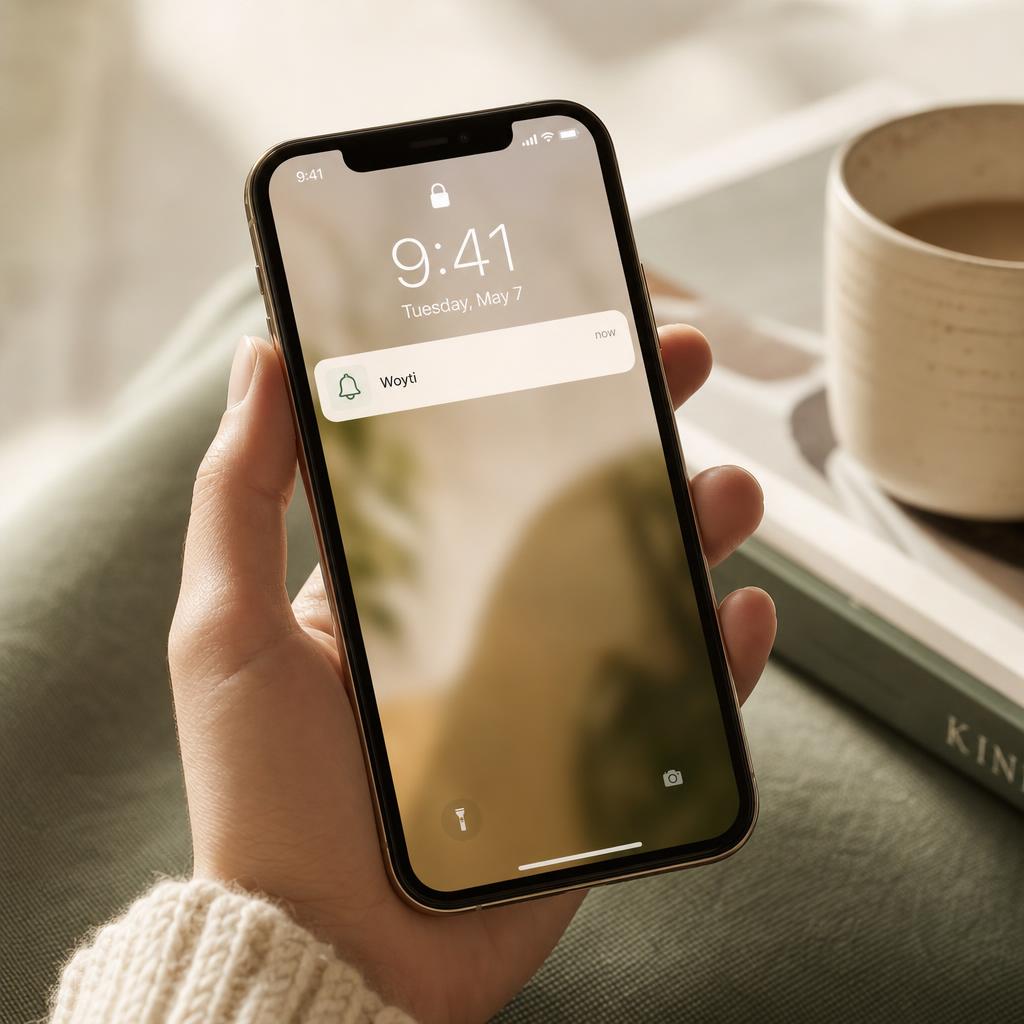 Smartphone met Woyti pushmelding